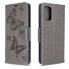 Handytasche Stand Schutzhülle Flip Leder Hülle Schmetterling B01F für Samsung Galaxy S20 5G Grau