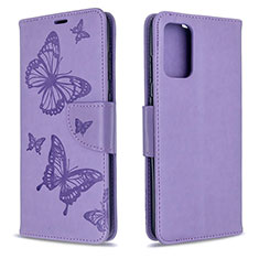 Handytasche Stand Schutzhülle Flip Leder Hülle Schmetterling B01F für Samsung Galaxy S20 5G Helles Lila