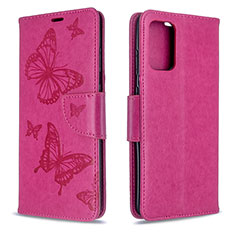 Handytasche Stand Schutzhülle Flip Leder Hülle Schmetterling B01F für Samsung Galaxy S20 5G Pink