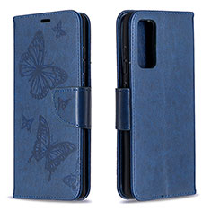 Handytasche Stand Schutzhülle Flip Leder Hülle Schmetterling B01F für Samsung Galaxy S20 FE 5G Blau