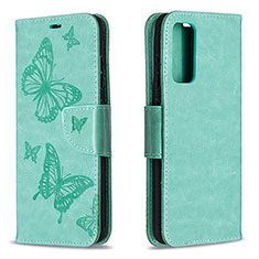 Handytasche Stand Schutzhülle Flip Leder Hülle Schmetterling B01F für Samsung Galaxy S20 FE 5G Grün