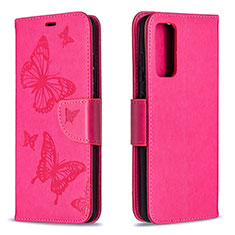 Handytasche Stand Schutzhülle Flip Leder Hülle Schmetterling B01F für Samsung Galaxy S20 FE 5G Pink