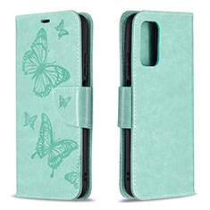 Handytasche Stand Schutzhülle Flip Leder Hülle Schmetterling B01F für Xiaomi Poco M3 Grün