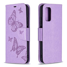 Handytasche Stand Schutzhülle Flip Leder Hülle Schmetterling B01F für Xiaomi Poco M3 Helles Lila