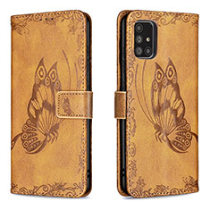 Handytasche Stand Schutzhülle Flip Leder Hülle Schmetterling B02F für Samsung Galaxy A71 5G Braun