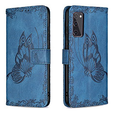 Handytasche Stand Schutzhülle Flip Leder Hülle Schmetterling B02F für Samsung Galaxy S20 Lite 5G Blau