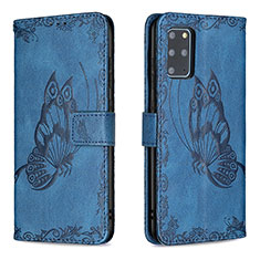Handytasche Stand Schutzhülle Flip Leder Hülle Schmetterling B02F für Samsung Galaxy S20 Plus 5G Blau