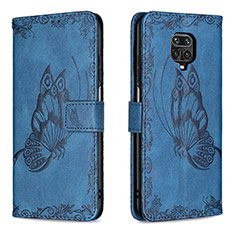 Handytasche Stand Schutzhülle Flip Leder Hülle Schmetterling B02F für Xiaomi Poco M2 Pro Blau
