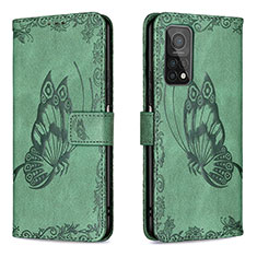 Handytasche Stand Schutzhülle Flip Leder Hülle Schmetterling B02F für Xiaomi Redmi K30S 5G Grün