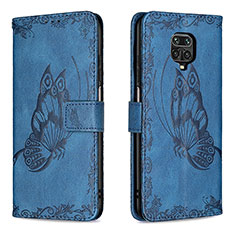 Handytasche Stand Schutzhülle Flip Leder Hülle Schmetterling B02F für Xiaomi Redmi Note 9 Pro Blau