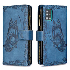 Handytasche Stand Schutzhülle Flip Leder Hülle Schmetterling B03F für Samsung Galaxy A51 5G Blau