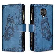 Handytasche Stand Schutzhülle Flip Leder Hülle Schmetterling B03F für Xiaomi Poco M2 Pro Blau