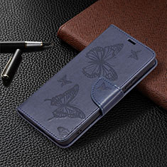 Handytasche Stand Schutzhülle Flip Leder Hülle Schmetterling B13F für Samsung Galaxy S21 FE 5G Blau
