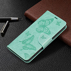 Handytasche Stand Schutzhülle Flip Leder Hülle Schmetterling B13F für Samsung Galaxy S21 FE 5G Grün