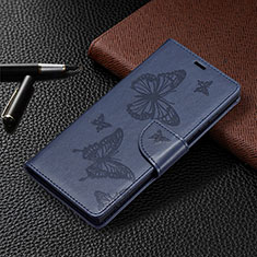 Handytasche Stand Schutzhülle Flip Leder Hülle Schmetterling B13F für Samsung Galaxy S21 Ultra 5G Blau