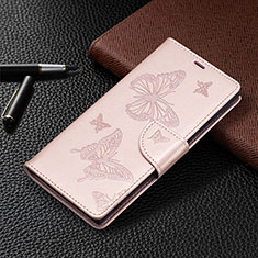 Handytasche Stand Schutzhülle Flip Leder Hülle Schmetterling B13F für Samsung Galaxy S21 Ultra 5G Gold