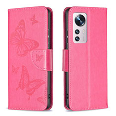 Handytasche Stand Schutzhülle Flip Leder Hülle Schmetterling B13F für Xiaomi Mi 12 5G Pink