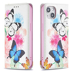 Handytasche Stand Schutzhülle Flip Leder Hülle Schmetterling für Apple iPhone 13 Mini Rosa