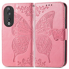 Handytasche Stand Schutzhülle Flip Leder Hülle Schmetterling für Huawei Honor 90 5G Pink