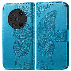 Handytasche Stand Schutzhülle Flip Leder Hülle Schmetterling für Huawei Honor Magic3 5G Blau