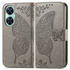Handytasche Stand Schutzhülle Flip Leder Hülle Schmetterling für Huawei Nova 11i Grau