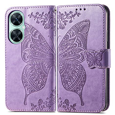 Handytasche Stand Schutzhülle Flip Leder Hülle Schmetterling für Huawei Nova 11i Helles Lila