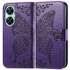 Handytasche Stand Schutzhülle Flip Leder Hülle Schmetterling für Huawei Nova 11i Violett