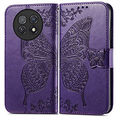 Handytasche Stand Schutzhülle Flip Leder Hülle Schmetterling für Huawei Nova Y91 Violett