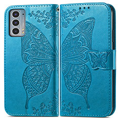 Handytasche Stand Schutzhülle Flip Leder Hülle Schmetterling für Motorola Moto Edge Lite 5G Blau