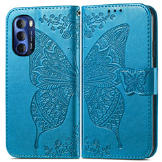 Handytasche Stand Schutzhülle Flip Leder Hülle Schmetterling für Motorola Moto G Stylus (2022) 5G Blau