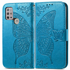 Handytasche Stand Schutzhülle Flip Leder Hülle Schmetterling für Motorola Moto G10 Blau