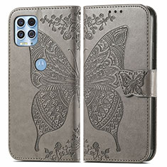 Handytasche Stand Schutzhülle Flip Leder Hülle Schmetterling für Motorola Moto G100 5G Grau