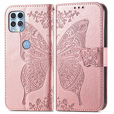 Handytasche Stand Schutzhülle Flip Leder Hülle Schmetterling für Motorola Moto G100 5G Rosa