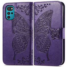 Handytasche Stand Schutzhülle Flip Leder Hülle Schmetterling für Motorola Moto G22 Violett