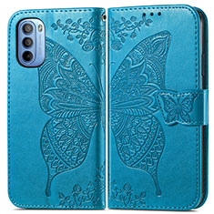 Handytasche Stand Schutzhülle Flip Leder Hülle Schmetterling für Motorola Moto G41 Blau