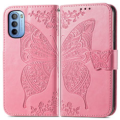 Handytasche Stand Schutzhülle Flip Leder Hülle Schmetterling für Motorola Moto G41 Pink