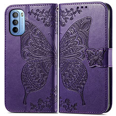 Handytasche Stand Schutzhülle Flip Leder Hülle Schmetterling für Motorola Moto G41 Violett