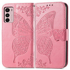 Handytasche Stand Schutzhülle Flip Leder Hülle Schmetterling für Motorola Moto G42 Pink