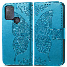Handytasche Stand Schutzhülle Flip Leder Hülle Schmetterling für Motorola Moto G50 Blau