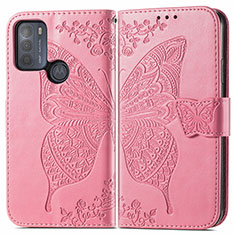 Handytasche Stand Schutzhülle Flip Leder Hülle Schmetterling für Motorola Moto G50 Pink