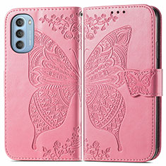 Handytasche Stand Schutzhülle Flip Leder Hülle Schmetterling für Motorola Moto G51 5G Pink