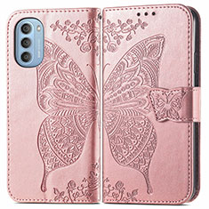 Handytasche Stand Schutzhülle Flip Leder Hülle Schmetterling für Motorola Moto G51 5G Rosa