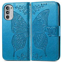 Handytasche Stand Schutzhülle Flip Leder Hülle Schmetterling für Motorola Moto G52j 5G Blau