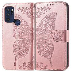 Handytasche Stand Schutzhülle Flip Leder Hülle Schmetterling für Motorola Moto G60s Rosa