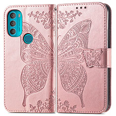 Handytasche Stand Schutzhülle Flip Leder Hülle Schmetterling für Motorola Moto G71 5G Rosa