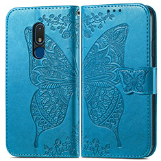 Handytasche Stand Schutzhülle Flip Leder Hülle Schmetterling für Nokia C3 Blau