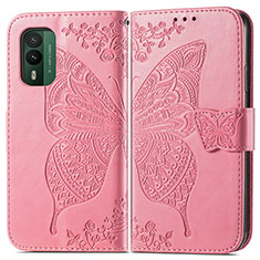 Handytasche Stand Schutzhülle Flip Leder Hülle Schmetterling für Nokia XR21 Pink