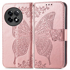 Handytasche Stand Schutzhülle Flip Leder Hülle Schmetterling für OnePlus Ace 2 5G Rosegold