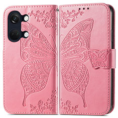Handytasche Stand Schutzhülle Flip Leder Hülle Schmetterling für OnePlus Ace 2V 5G Pink