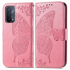 Handytasche Stand Schutzhülle Flip Leder Hülle Schmetterling für OnePlus Nord N200 5G Pink